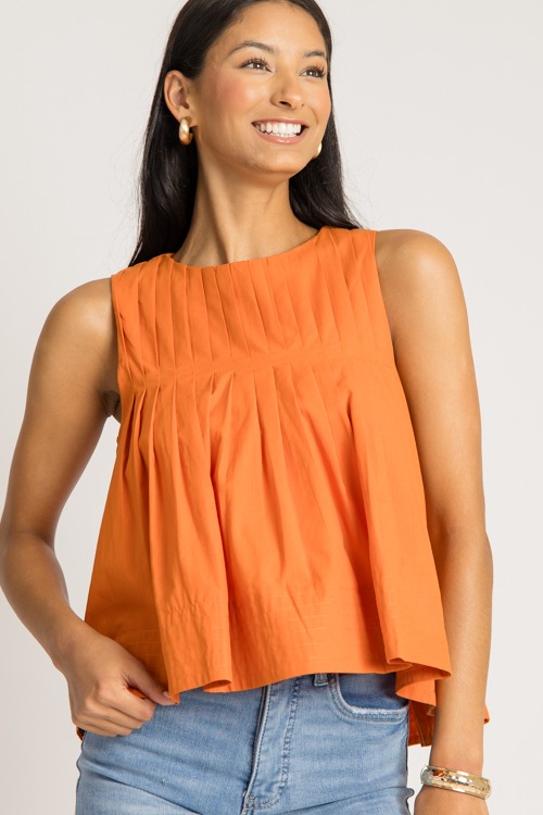 Mindy Pleated Tank, Orange - 0731-322.jpg