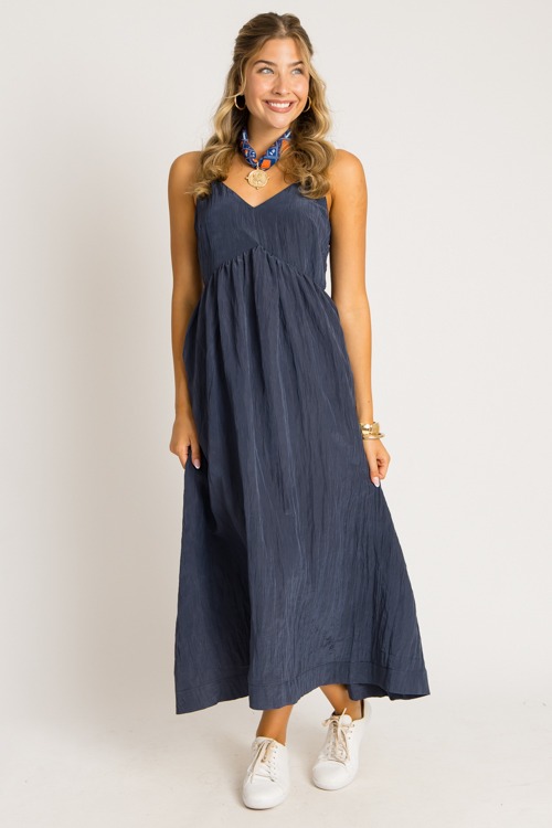 Crinkle Textured Maxi, Navy