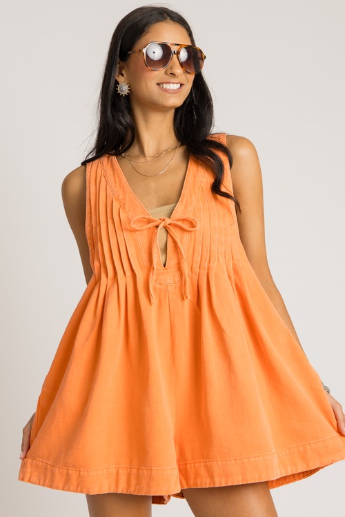 Pintuck Denim Romper, Orange - 0731-354.jpg