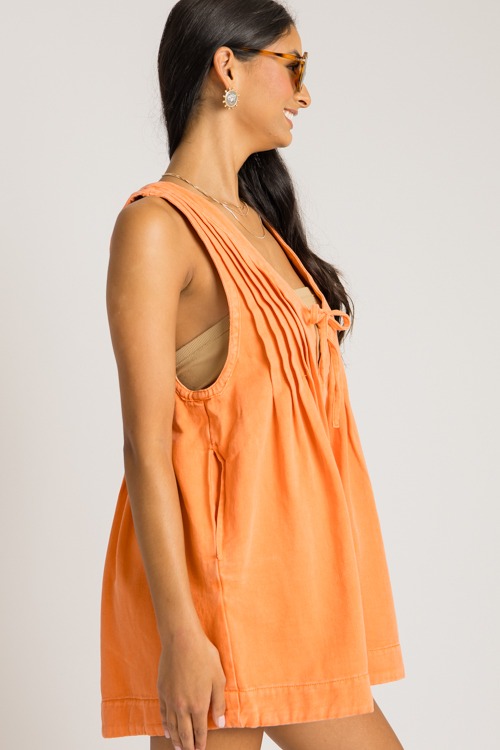 Pintuck Denim Romper, Orange - 0731-355.jpg
