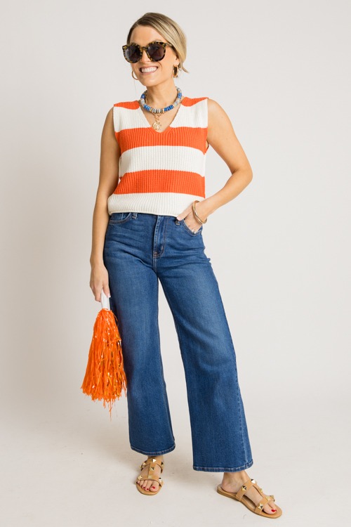 Stripe Out Sweater Tank, Coral