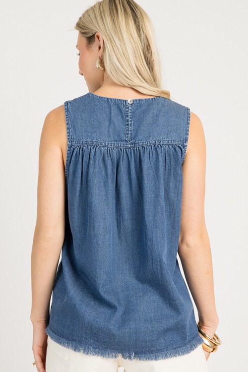 Chambray Fray Hem Tank, Med. De - 0731-52.jpg