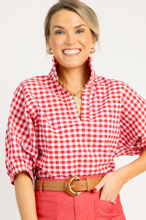 Sloan Top, Red Gingham