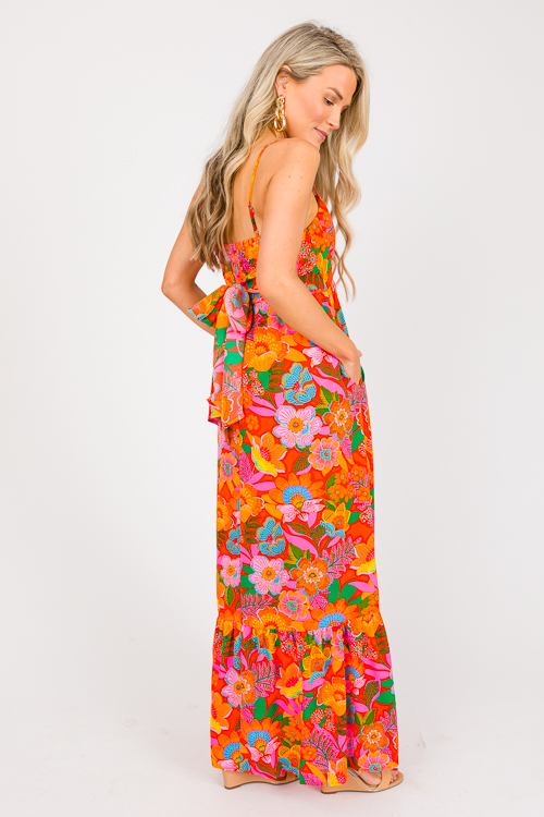 Tie Back Maxi, Orange Floral