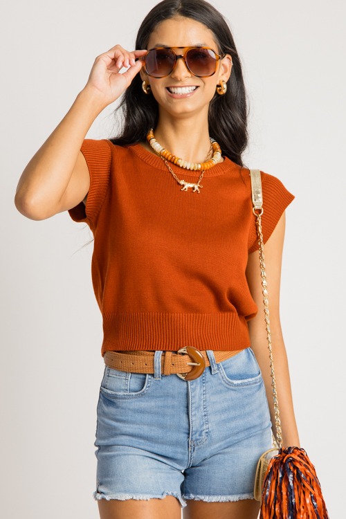 Cap Sleeve Sweater Top, Rust - 0731-82.jpg
