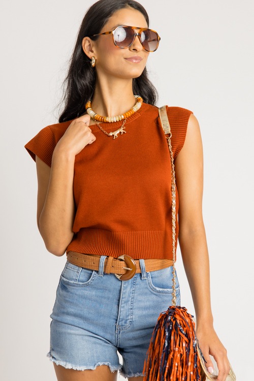 Cap Sleeve Sweater Top, Rust - 0731-83.jpg