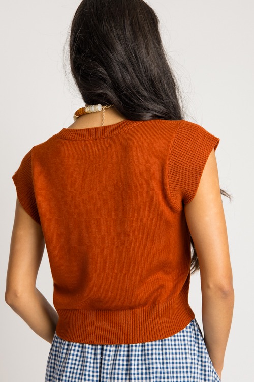 Cap Sleeve Sweater Top, Rust - 0731-85.jpg
