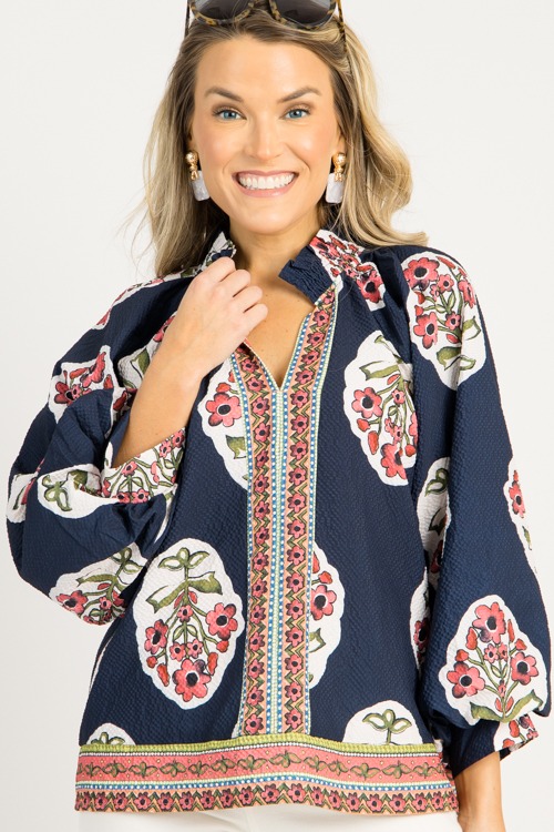 Border Print Bloom Top, Navy - 0731-85h.jpg