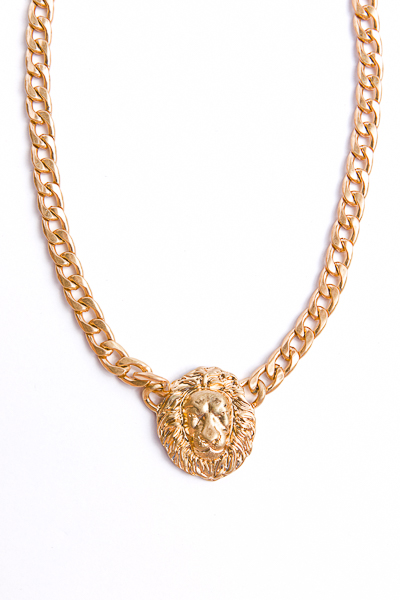 Lion Head Chain Necklace, Gold