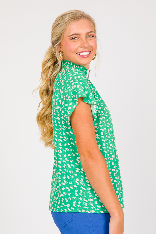 Center Stripe Floral Top, Green