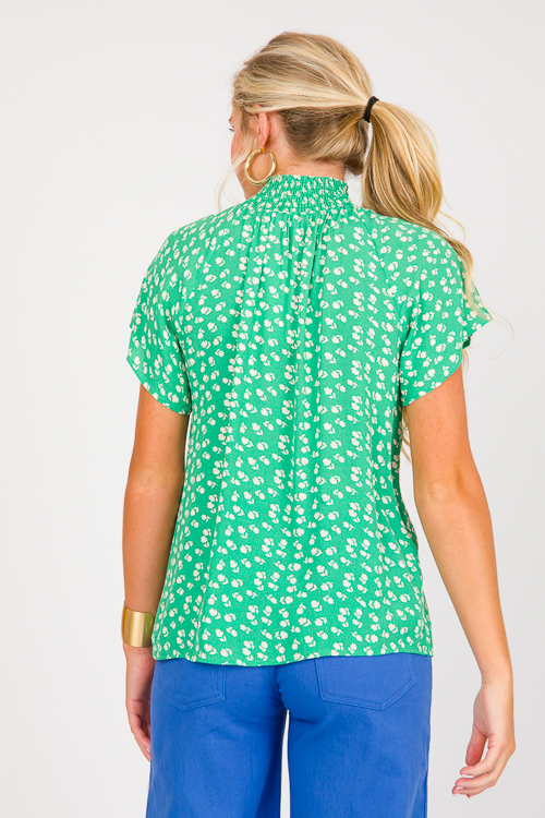 Center Stripe Floral Top, Green