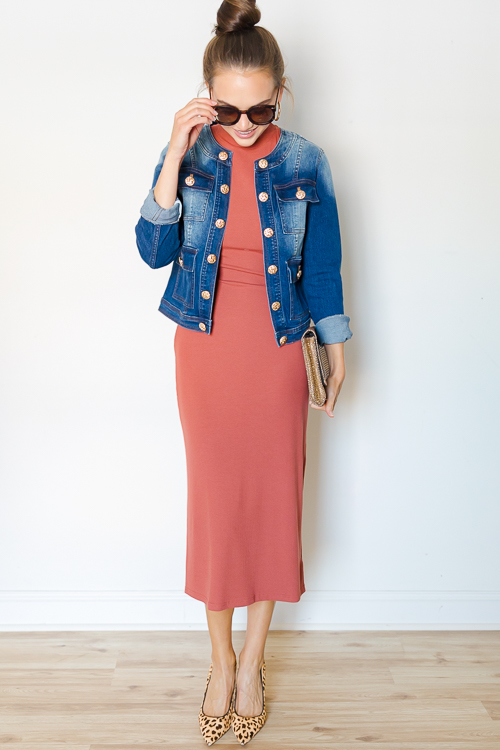 Mock Neck Rib Knit Maxi, Sienna