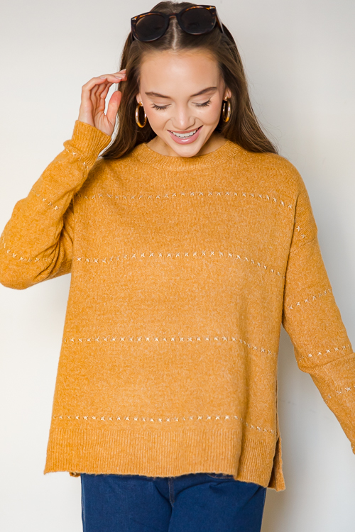 Gold Stitch Sweater, Camel