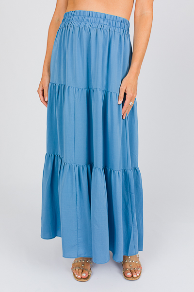 Tiered Maxi Skirt, Blue