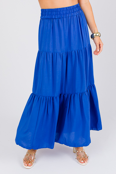 Blue tiered 2025 maxi skirt