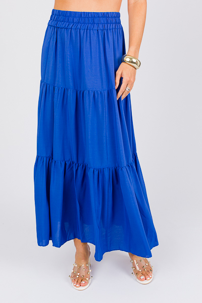 Tiered Maxi Skirt, Royal Blue