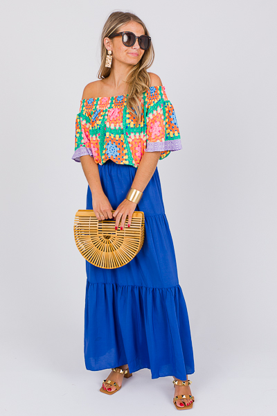 Tiered Maxi Skirt, Royal Blue