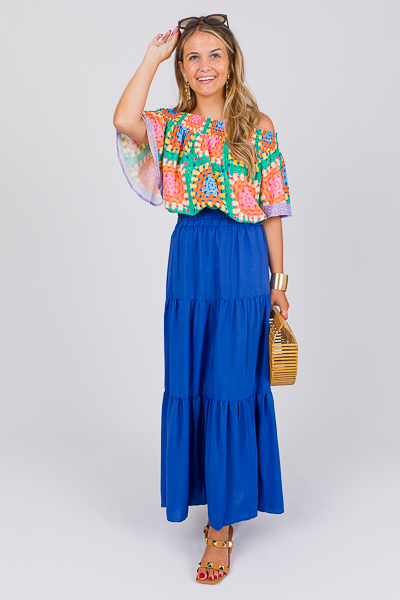 Tiered Maxi Skirt, Royal Blue