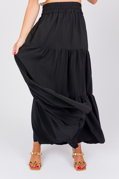 Tiered Maxi Skirt Black Skirts Bottoms The Blue Door Boutique