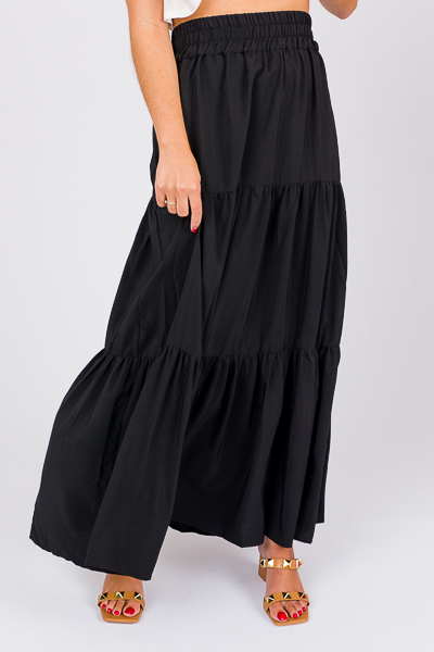 Tiered Maxi Skirt, Black