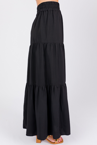 Tiered Maxi Skirt, Black