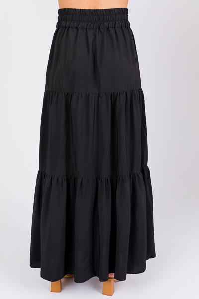 Tiered Maxi Skirt, Black