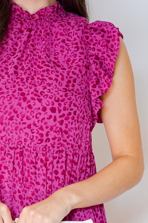 Ruffled Cheetah Maxi, Dk. Magenta