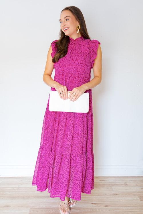 Ruffled Cheetah Maxi, Dk. Magenta