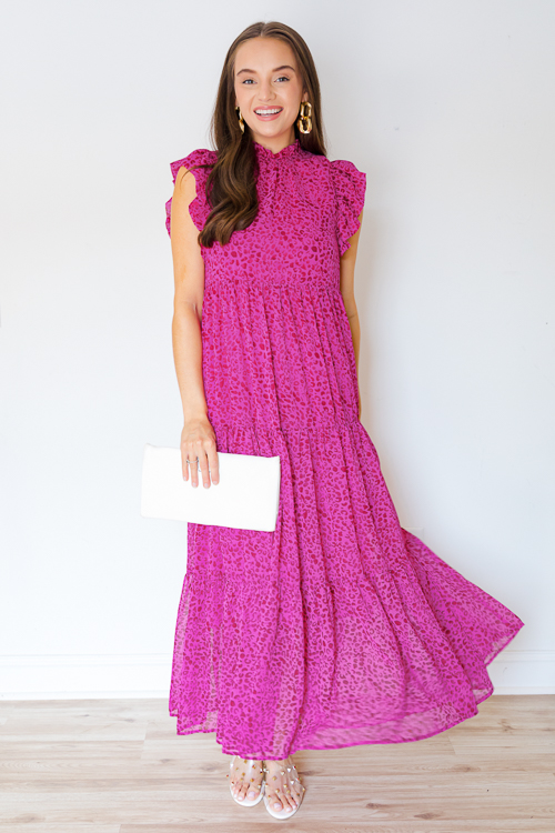 Ruffled Cheetah Maxi, Dk. Magenta