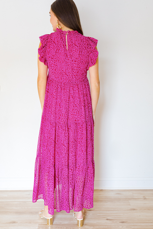 Ruffled Cheetah Maxi, Dk. Magenta