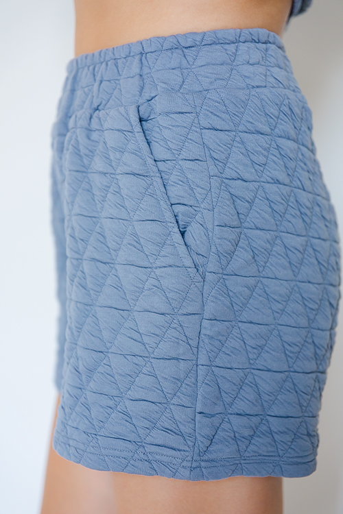 Quilted Shorts Set, Blue