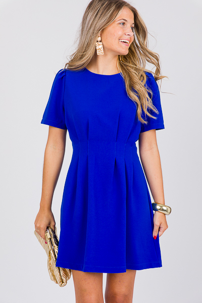 Pintuck Waist Dress, Royal Blue - New Arrivals - The Blue Door Boutique