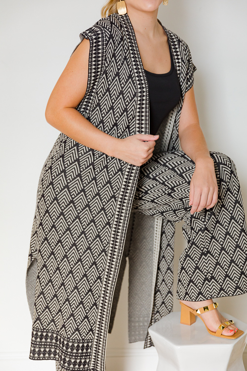 Directional Knit Pants, Black/Cream