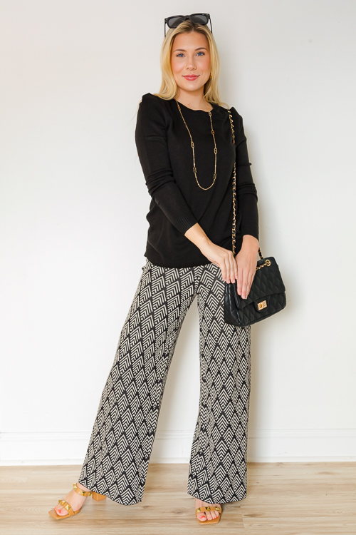 Directional Knit Pants, Black/Cream