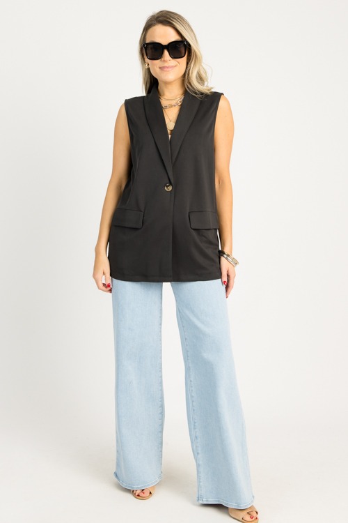 Creamy Soft Blazer Vest, Black