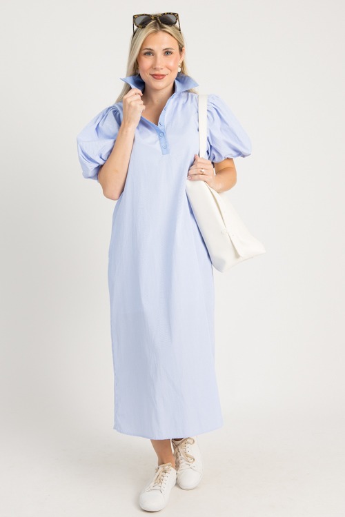 Penelope Pinstripe Midi, Blue