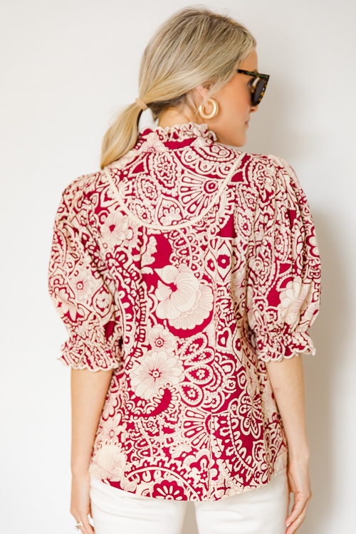 HERLIAN Ruffled Floral Collar Shirt