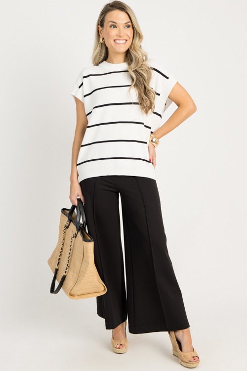 Simone Stripe Sweater, White/Black