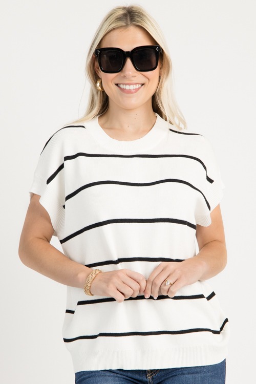 Simone Stripe Sweater, White/Black - 0804-75.jpg