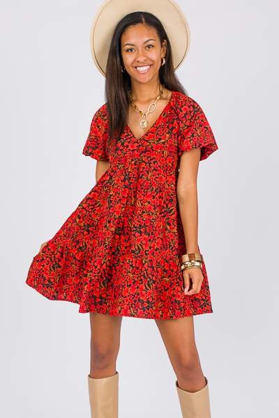 Jocelyn Floral Dress, Black