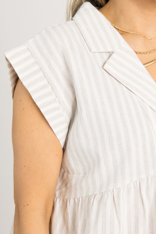 Stripe Collared Babydoll Top,Oa - 0804-82h.jpg