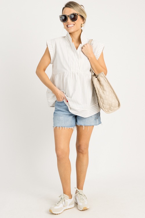 Stripe Collared Babydoll Top,Oa - 0804-83.jpg