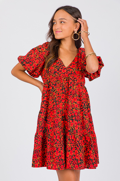 Jocelyn Floral Dress, Black