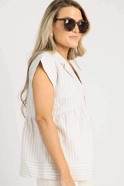 Stripe Collared Babydoll Top,Oa - 0804-85.jpg