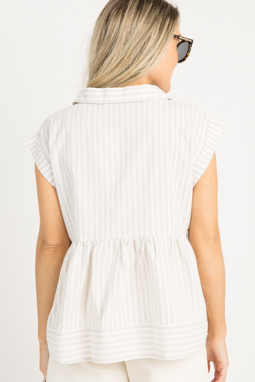 Stripe Collared Babydoll Top,Oa - 0804-86.jpg