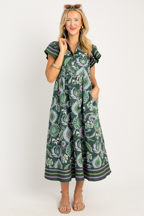 Stripe Trim Printed Midi, Green - 0805-76.jpg