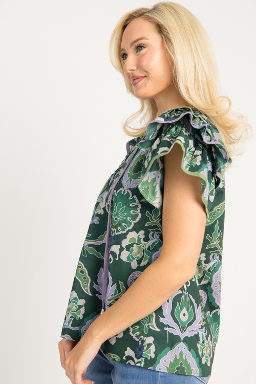 Ruffle Sleeve Printed Top, Gree - 0805-84.jpg