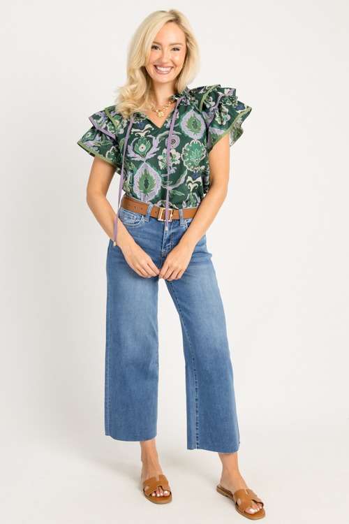 Ruffle Sleeve Printed Top, Gree - 0805-87.jpg