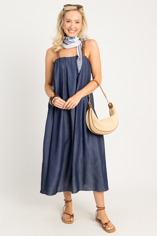 Buckle Up Chambray Midi, Denim