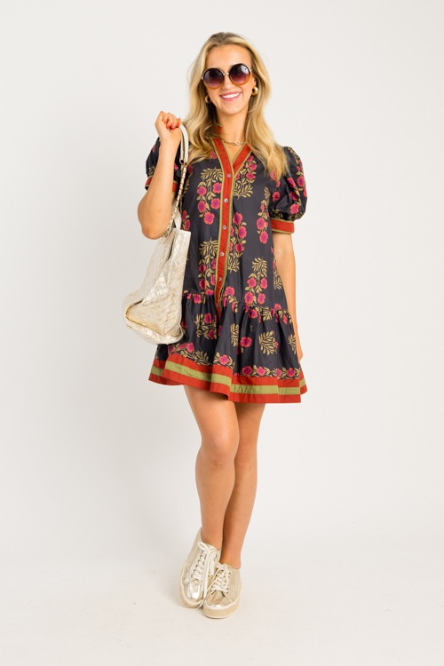 Bentley Floral Dress, Black